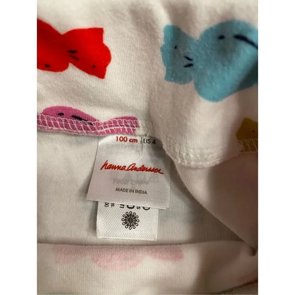 Hanna Andersson size 4 Long Sleeve Turtleneck Dress red white candy bonbon girls